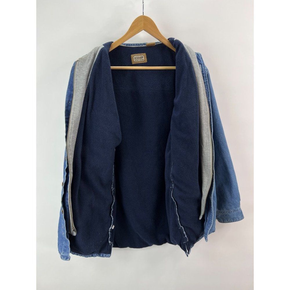 Schmidt Work Wear Sz M Jean Jacket Lined Button Up Zip - Picture 8 of 12